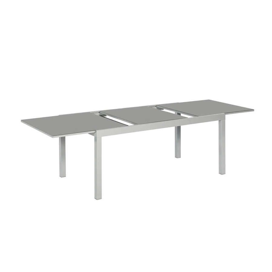 Merxx Gartentisch Semi ausziehbar aus Aluminium und Sicherheitsglas in Silberfarben B/T: 110 x 75 cm - Bild 1