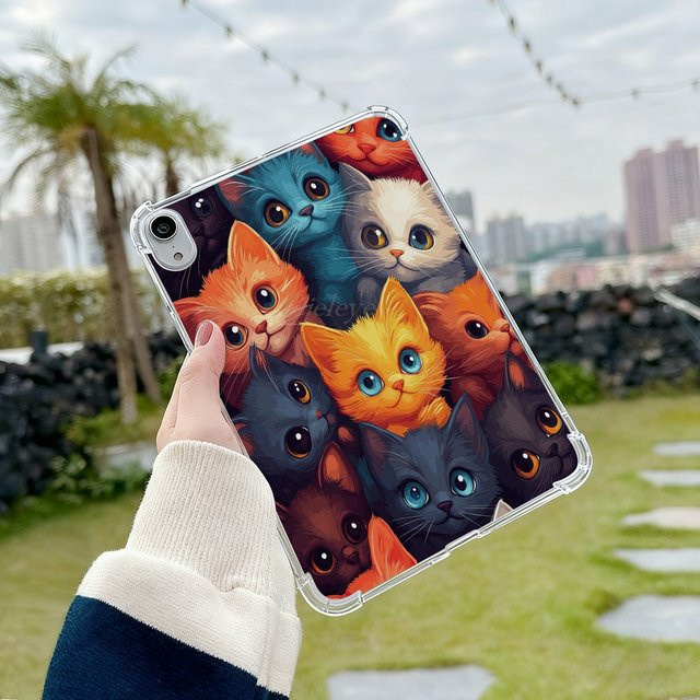 Samsung Tablet Hülle mit süßem Katzen-Design für Tab S9 S10 FE S6 Lite A9 A8 A11 Plus in Multicolour - Bild 1