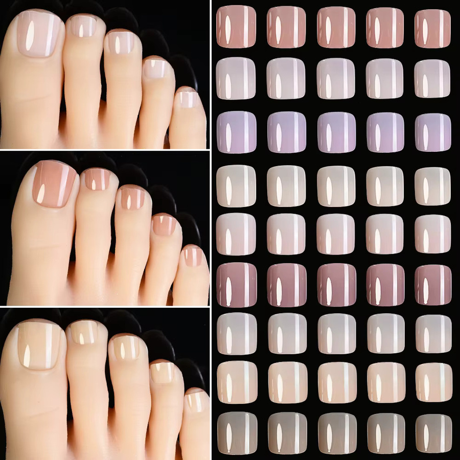 HotPress Künstliche Zehennägel, 120 Stück, Nude Pink Braun, Glänzend, Damen - Bild 4