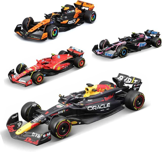 Bburago F1 Ferrari Red Bull Alpine McLaren, Spielzeugmodellauto, 1:43, Rosa / Pink, Blau - Bild 1