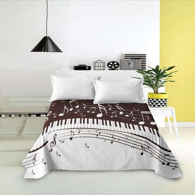 Buntes Bettwäsche-Set mit Musiknoten-Print von Monika Chen aus Polyester, B/H: 135 x 200 cm - Bild 1