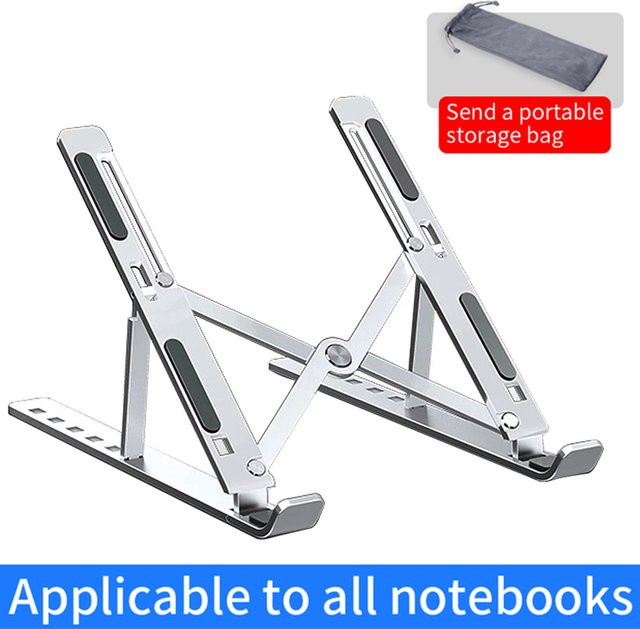 Verstellbarer und faltbarer Laptop-Halter aus Aluminiumlegierung in Silber für Notebooks zur Kühlung und ergonomischen Hebung - Bild 1