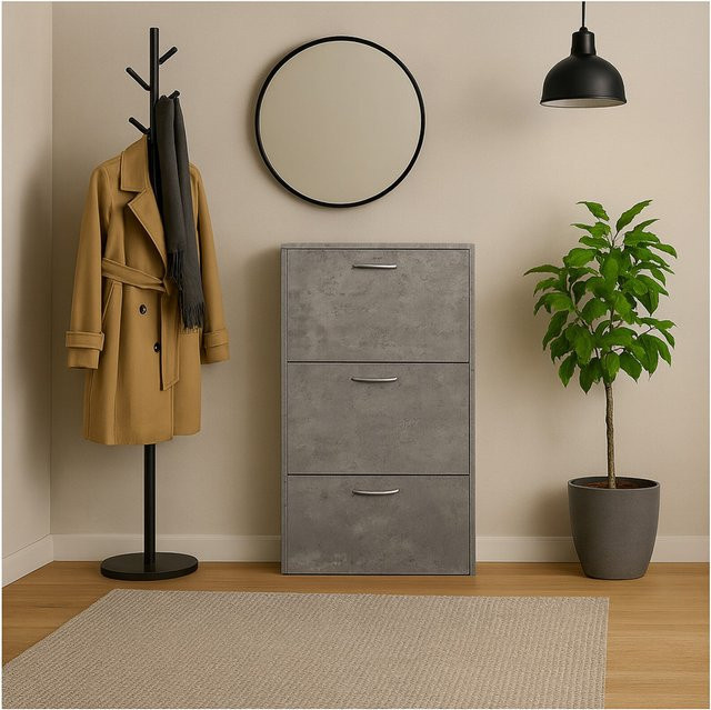 HTI-Living Schuhschrank Thekla in Beton-Optik Grau, B/T/H: 115,0 x 59,6 x 17,0 cm - Bild 1