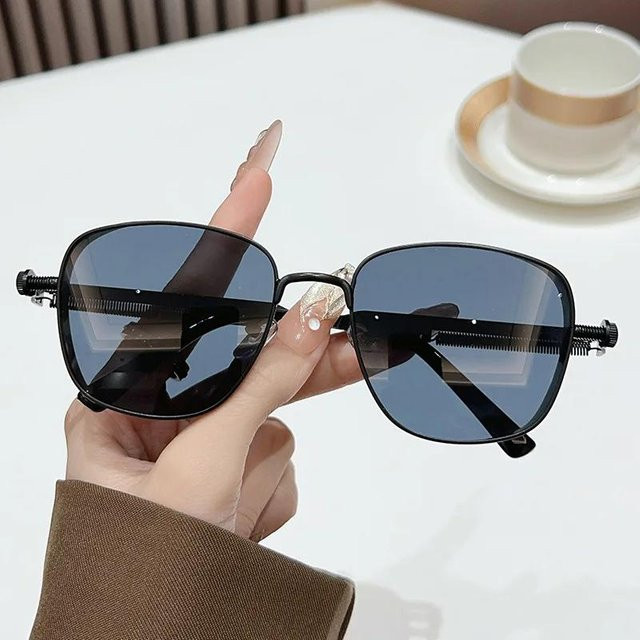 YIHESH Sonnenbrille, quadratisch, randlos, Kunststoff, Unisex, grau, schwarz - Bild 1