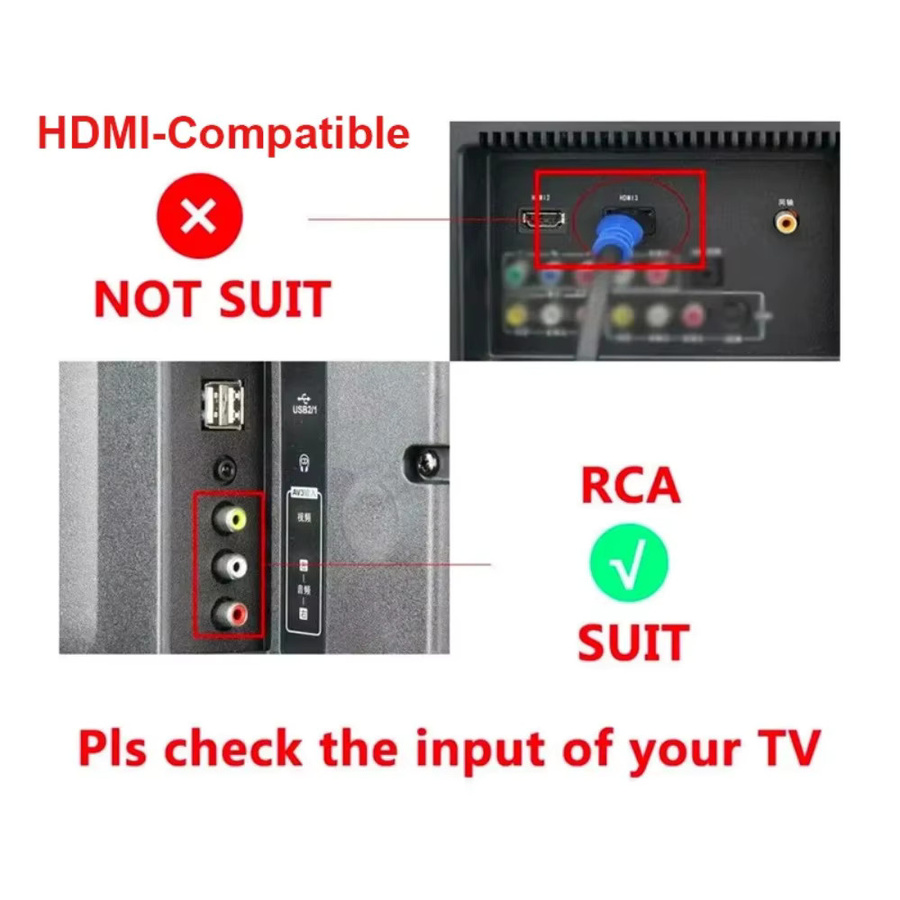 LccKaa HDMI zu RCA Konverter Mini HD2AV Full HD Upscaler mit AV/CVBS L/R Audio Video Unterstützung für NTSC und PAL in Schwarz oder Weiß - Bild 5
