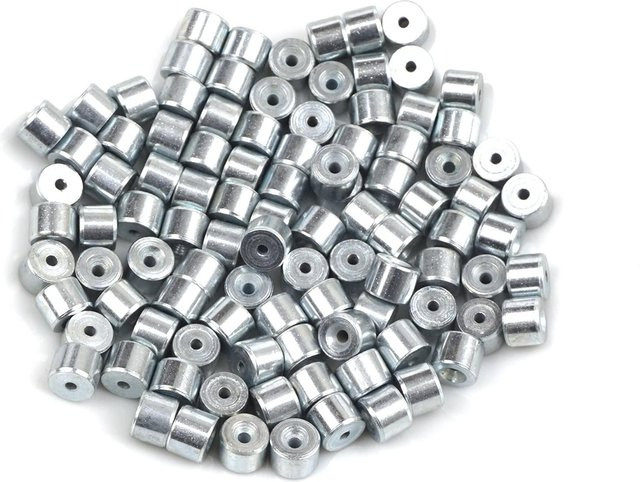 BROSS 100 Stück Auto Fensterheber Kurbel Reparatur Set aus Edelstahl mit Stahlkabel Drahtseil Endstück Beschlag Stift Anschlaghülse Crimp Niet in Silber, Maße: 6,5 x 5 x 1,7 mm - Bild 1