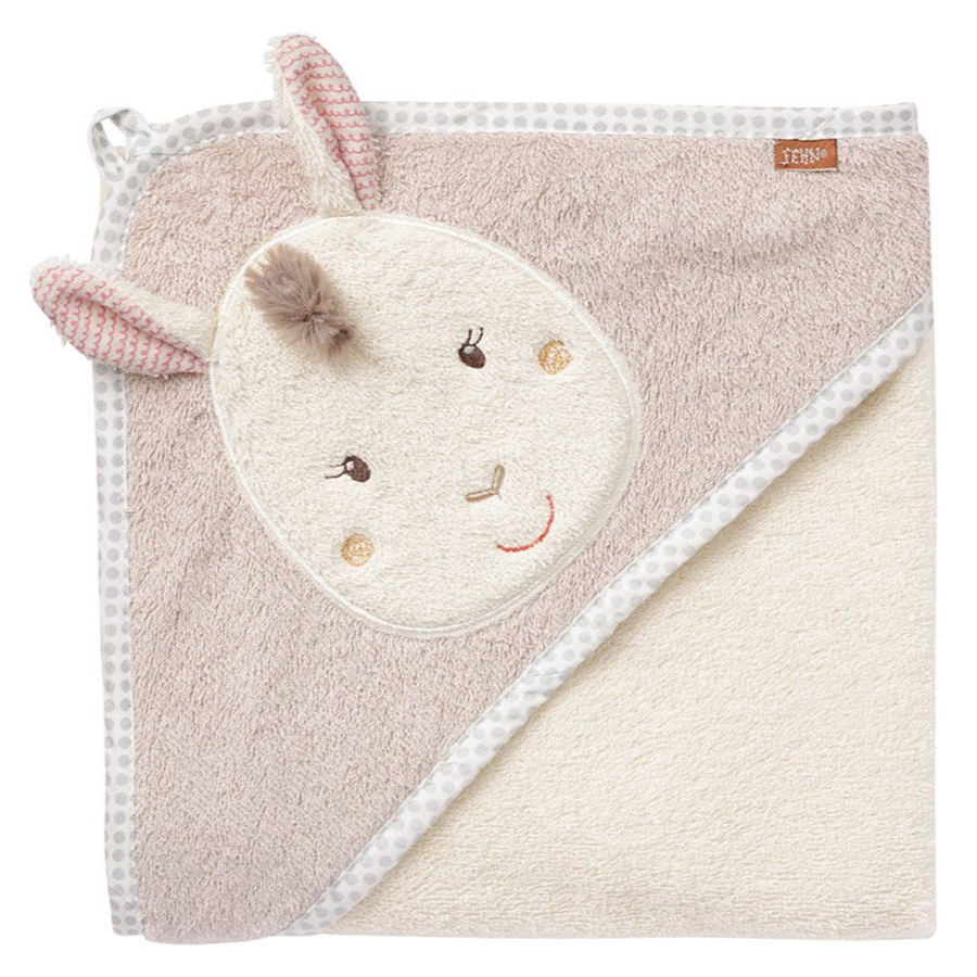Fehn Kapuzenbadetuch Lama Maya in Beige für Babys, B/B: 80 x 80 cm - Bild 1