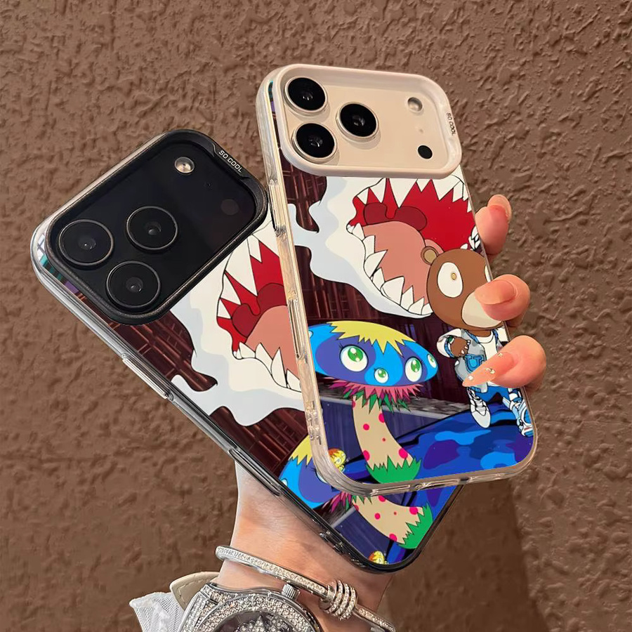 Dropout Bär Kanye West Handyhülle für iPhone 17 16 15 14 13 12 11 Pro Max Plus in Bunt Silber - Bild 2