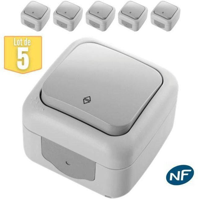 Set aus 5 wasserdichten Wechselschaltern IP54 von Viko by Panasonic in Grau - Bild 1