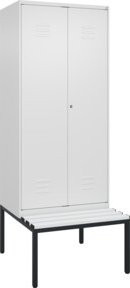 C+P Spind Classic PLUS Schwarz-Weiß Sitzbank mit 2 Abteilen und Zylinderschloss, B/T/H: 212,0 x 80,0 x 81,5 cm - Bild 1