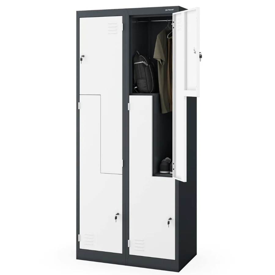 JAN NOWAK Umkleideschrank Spind JULIA mit 4 Abteilen aus Stahl in Anthrazit-Weiß, H x B x T: 185 x 80 x 45 cm - Bild 2