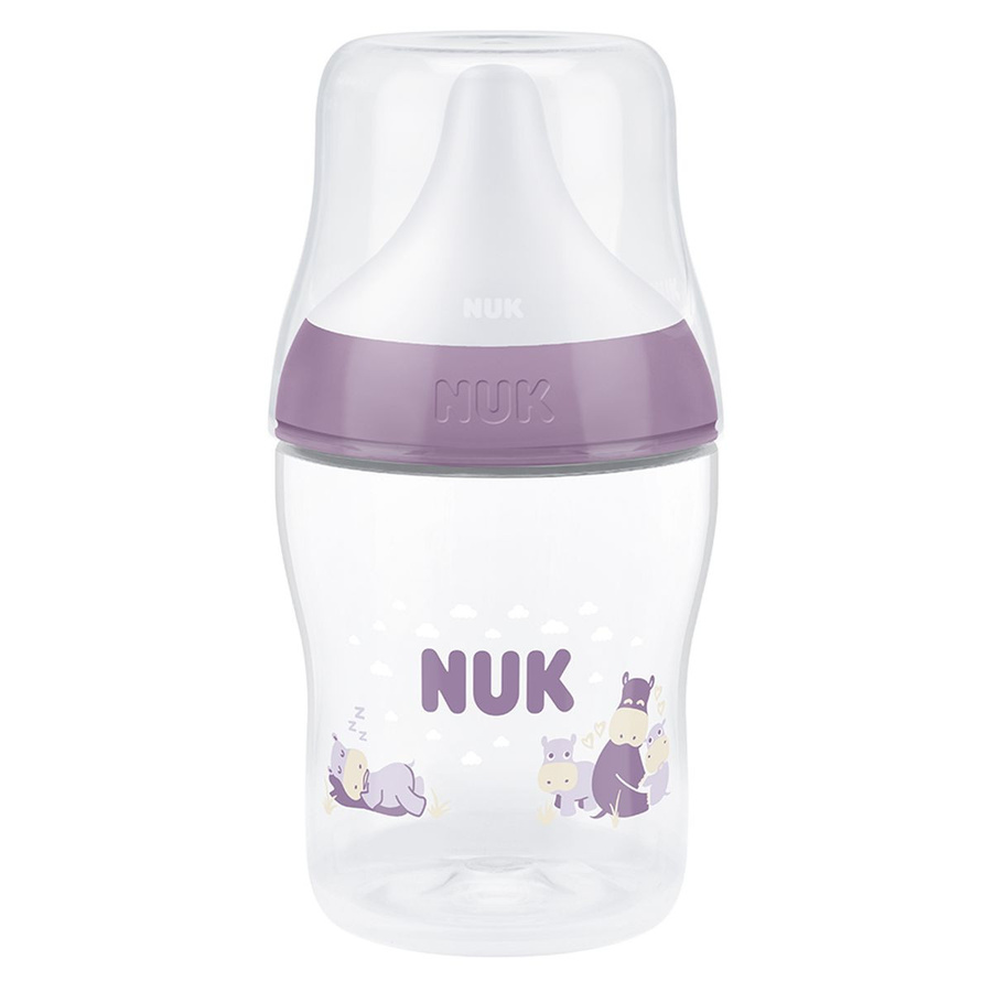 NUK PP-Flasche Perfect Match mit Silikon-Sauger Nilpferd, lila/transparent, 150 ml - Bild 1