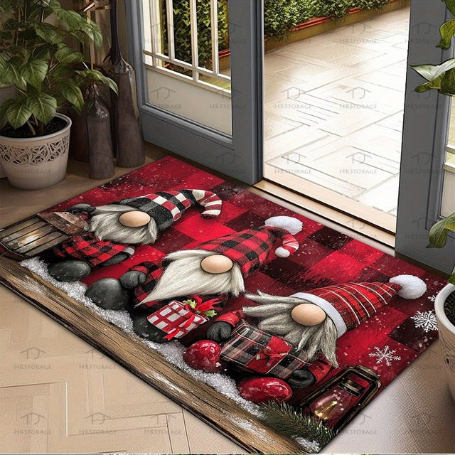 VIKAMA Weihnachtszwerg Willkommensmatte als rutschfester und wasserabsorbierender Druckteppich für Badezimmer und Veranda - Bild 1
