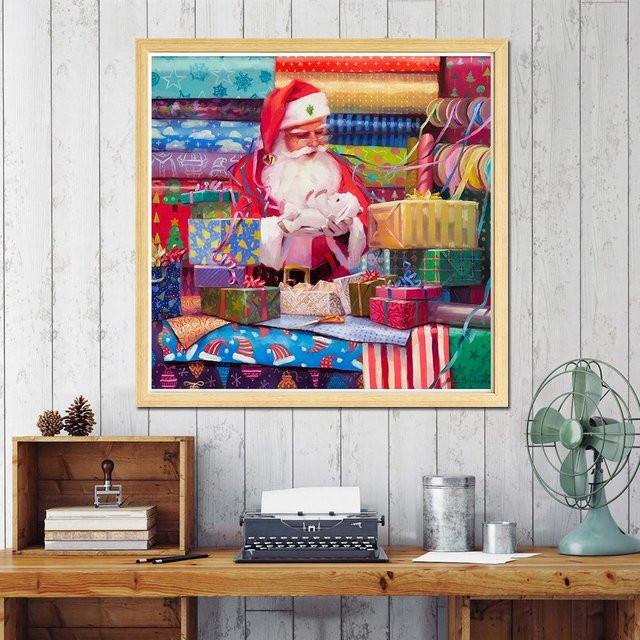FIYO 5D Diamantmalerei Set mit weihnachtlichem Blumenmotiv, Vollbohrer Quadratische Diamantstickerei Wandkunst, Mehrfarbig, B/T/H: 30 x 30 x 30 cm - Bild 1