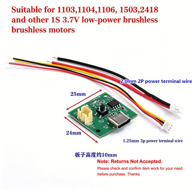 BLDC Bürstenloser Motor ESC Treiberplatine Elektronischer Drehzahlregler für 1103 1104 1306 1407 1503 2418 Motoren, 1S DC 3,7V-4,2V 3A, Grün - Bild 1