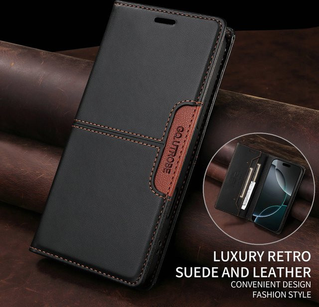 Luxus Leder-Schutzhülle mit RFID-Schutz für Samsung Galaxy S26 Ultra 5G in Schwarz - Bild 1