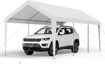 VEVOR Carport Autoüberdachung in Weiß, verzinktes Garagenzelt als UV-beständiger Ganzjahresschutz für Auto, Boot oder Motorrad, B/T/H: 6,09 x 3,05 x 2,87 m - Bild 1
