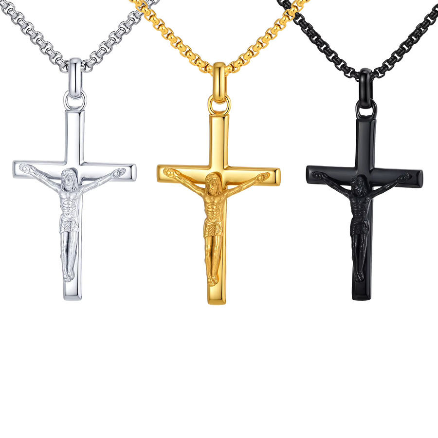 Vnox Halskette mit Kreuz-Anhänger, Edelstahl, Herren - Bild 4
