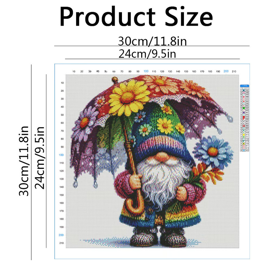 Evershine 5D DIY Kreuzstich Set Cartoon Zwerg mit Daisy Blumen, Stickerei Kit Multicolor, B/H: 30 x 30 cm - Bild 2