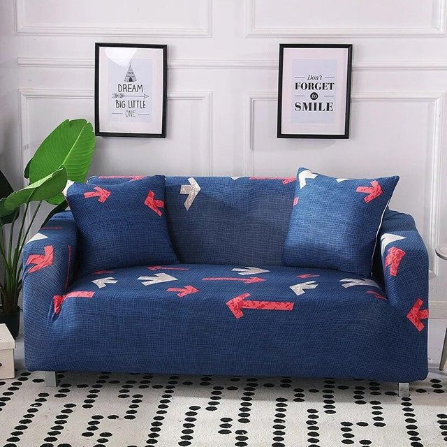 Geometrischer elastischer Ecksofa-Schonbezug von Your Warm Home in Blau mit modernem Grafikmuster für 1- bis 4-Sitzer, Breite: 98-140 cm - Bild 1