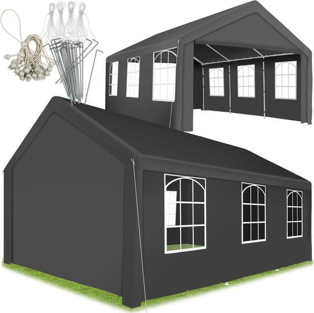 tectake Pavillon Jasko Wasserdicht Grau Weiß B/T/H: 600 x 400 x 315 cm - Bild 1