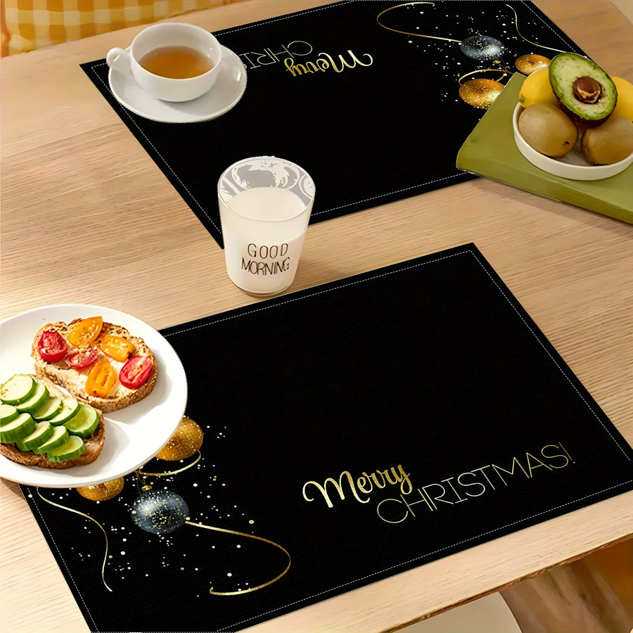 VIKAMA Weihnachtliche Tischsets für deine Party-Dekoration in Schwarz, Gold und Silber - Bild 3