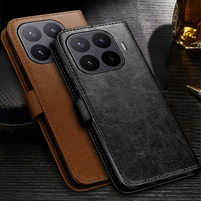 Leder-Brieftasche mit integriertem Kartenfach und magnetischem Buchständer für Xiaomi 17T und 17T Pro 5G in Blau oder Braun - Bild 1