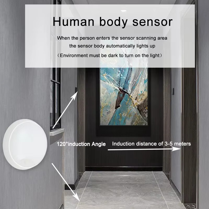 L-MANG LED Wandleuchte mit Bewegungssensor, kreisförmig, IP65 wasserdicht für den Außenbereich aus ABS Material - Bild 2