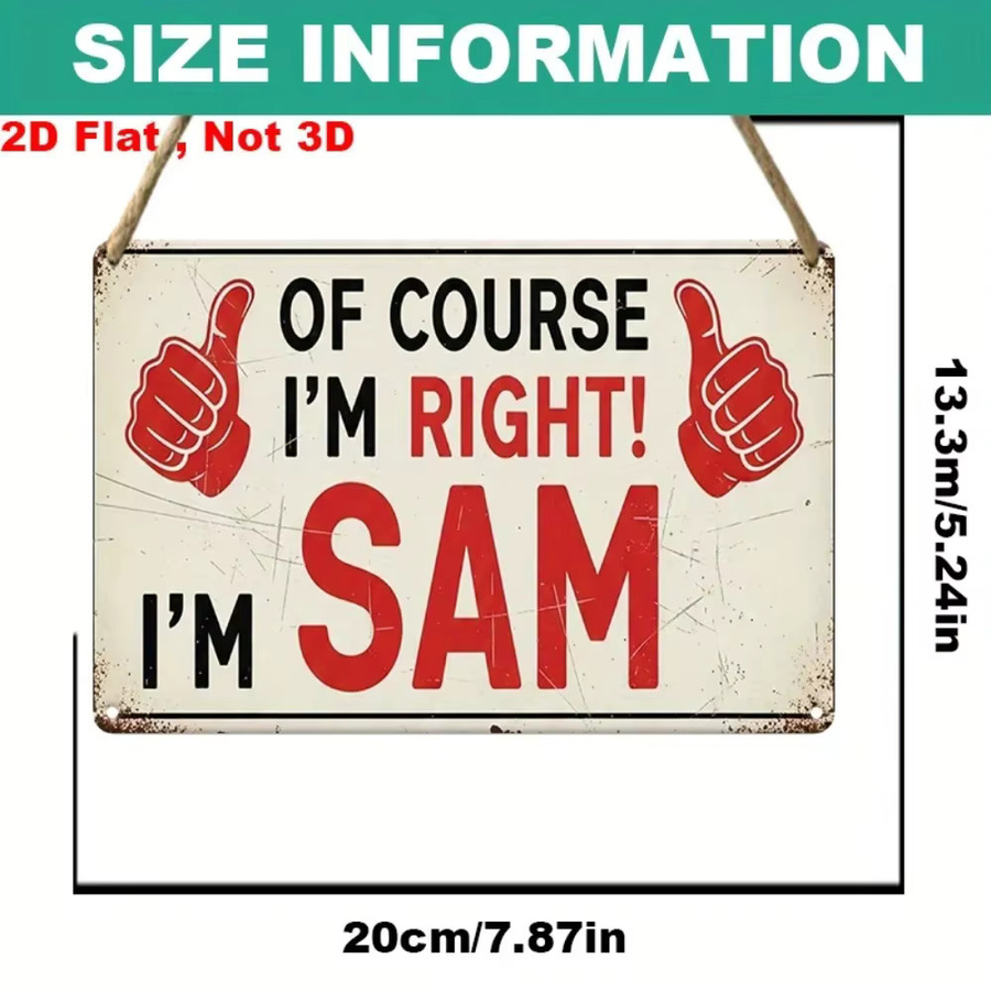 CIFbuy Vintage Sam Aluminium-Wandkunst Metallschild in Multicolour, B/H: 30,0 x 20,0 cm - Bild 2