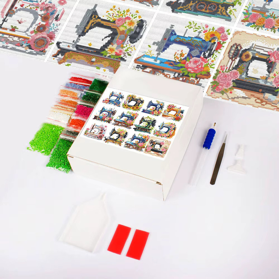Huacan 12 Stück Mini-Diamant-Malerei Set mit Cartoon-Blumen in Multicolour für DIY Strassstickerei - Bild 2