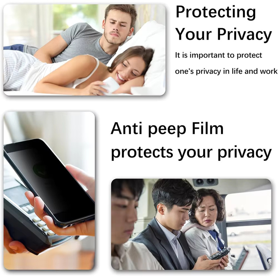 Anti-Spy Sichtschutz-Displayschutzfolie aus gehärtetem Glas für Apple iPhone 17E 16E 17 Air 16 Pro Max 15 Plus 14 13 Mini 12 11 X XS XR 8 7 in Schwarz und Transparent - Bild 2