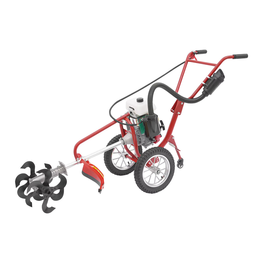 Bymaocar 3-in-1 Mini-Kultivator mit 4-Takt-Benzinmotor als handgeführte Bodenfräse und Gartenpflug in Rot - Bild 4