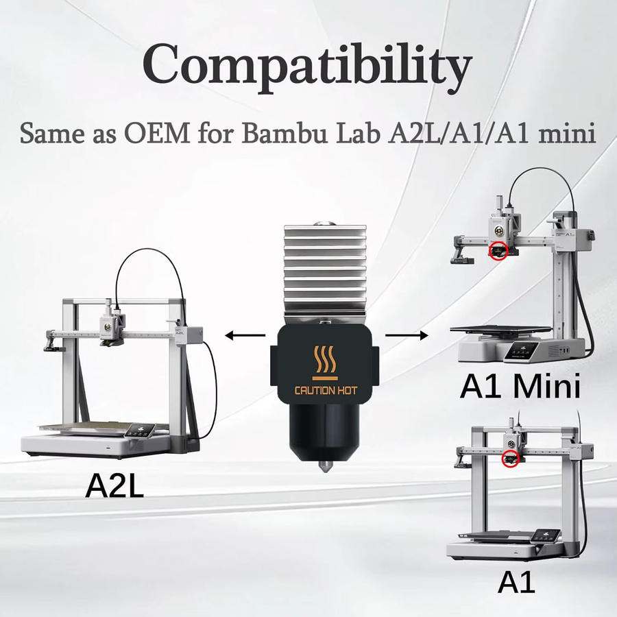 Bambu Lab Hotend-Kit mit 0,4mm Edelstahl-Düse für A1, A1 Mini und A2L in Silber - Bild 3
