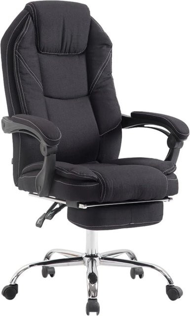 Ergonomischer Bürostuhl DELUKE MEDHA in Schwarz mit Stoffbezug und Chromgestell, H x B x T: 114 x 67 x 64 cm - Bild 1