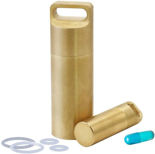 Fishine 3er-Set Schlüsselanhänger Pillendose, Messing, beige, Unisex - Bild 1