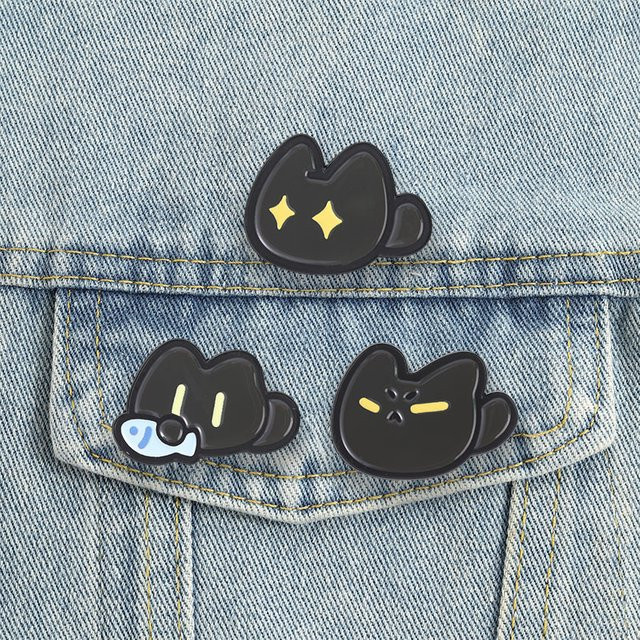 Miss Zoe Broschen, schwarze Katzen-Emaille, Unisex - Bild 1