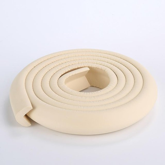 Super Six Babysicherheit Eckenschutzband und Tischkantenschutz aus weichem Antikollisionsschaum in Beige, 2 m - Bild 1