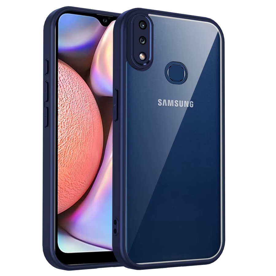Samsung Galaxy A10S und Galaxy M01S Handyhülle aus Silikon mit Luftpolster und matter Rückseite in Transparent und Grau - Bild 1