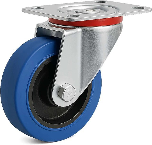 Wiltec Lenkrolle ohne Bremse in Blau mit 100 mm Durchmesser und 150 kg Tragkraft - Bild 1