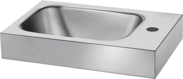 Delabie WT LAVANDO Eck-Handwaschbecken aus Edelstahl in Silber, Hahnloch Ø 35 mm rechts, B/T/H: 45 x 45 x 3 cm - Bild 1