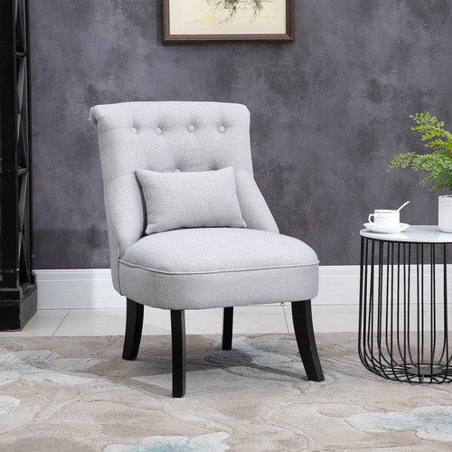 HOMCOM Relaxsessel im Vintage-Design aus Textil in Grau mit Rückenkissen, B/T/H: 69 x 52,5 x 77 cm - Bild 2
