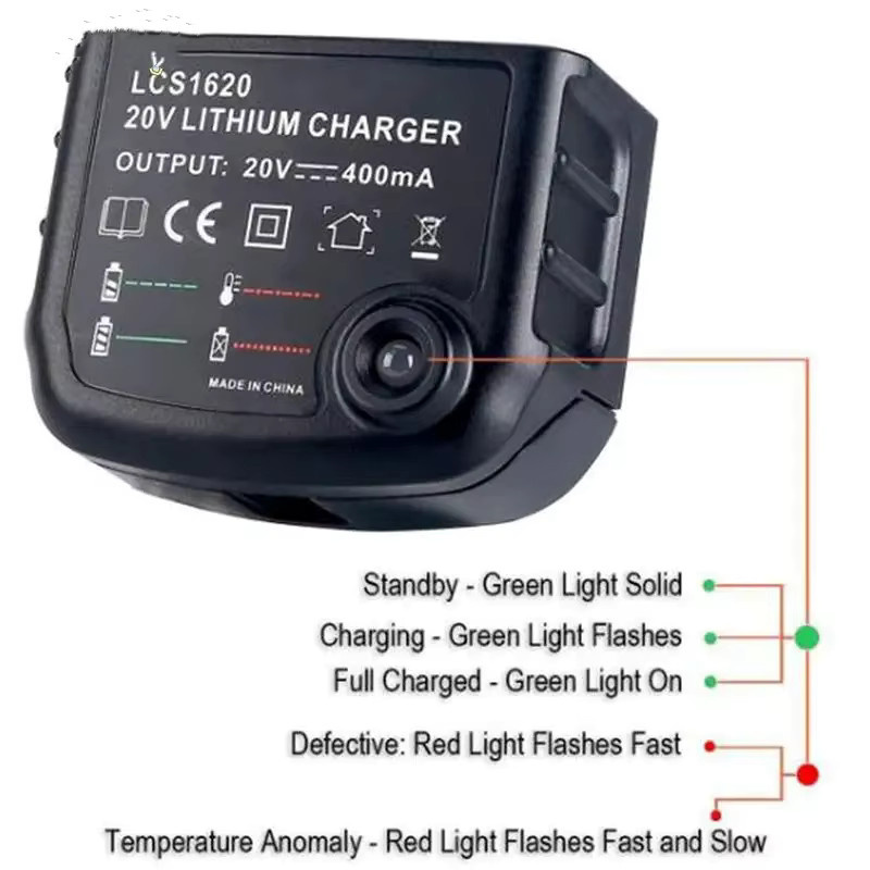LCS1620 Lithium-Batterieladegerät für Black & Decker, 20 V Ladegerät für LBXR20, LB20, LBX20, LBX4020 und LB2X4020 Akkus - Bild 3
