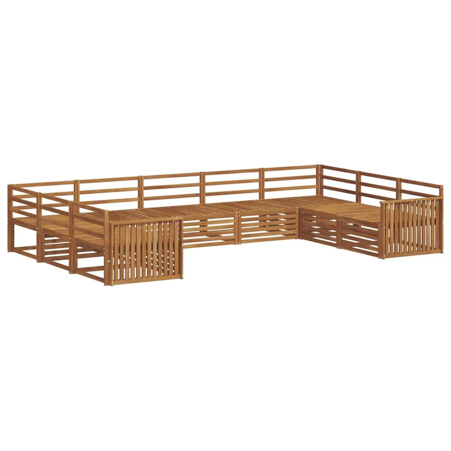 vidaXL Sofagarnitur 9-teilig aus Massivholz Akazie in Natur Braun mit modernem Latten-Design - Bild 2