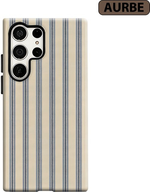 Stoßfeste Doppelschicht Handyhülle für Samsung Galaxy S26 S25 S24 S23 Ultra Plus in Marineblau Gestreift - Bild 1