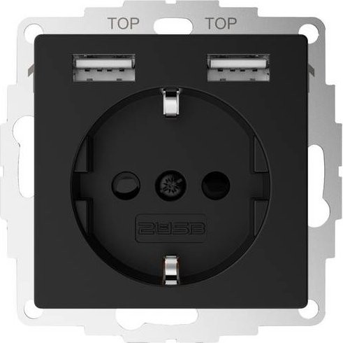2USB Unterputz-Dose mit 2 USB-Anschlüssen in Schwarz Matt - Bild 1