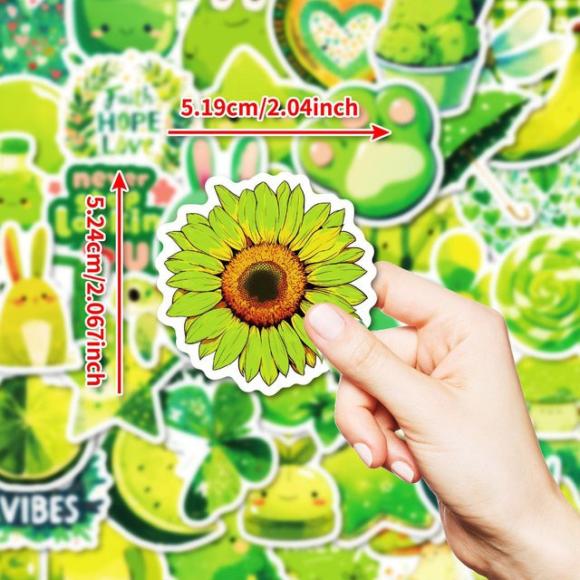 50 bunte Graffiti-Sticker Set mit Motiven wie Blumen, Schildkröten und Pilzen in Grün und Multicolour für dein Auto oder zur Dekoration - Bild 1