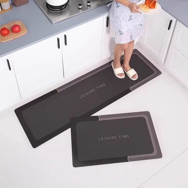 Rutschfeste Küchenbodenmatte aus Diatomeenerde in Grau, wasserabsorbierend und leicht zu reinigen, B/T: 60 x 40 cm - Bild 1