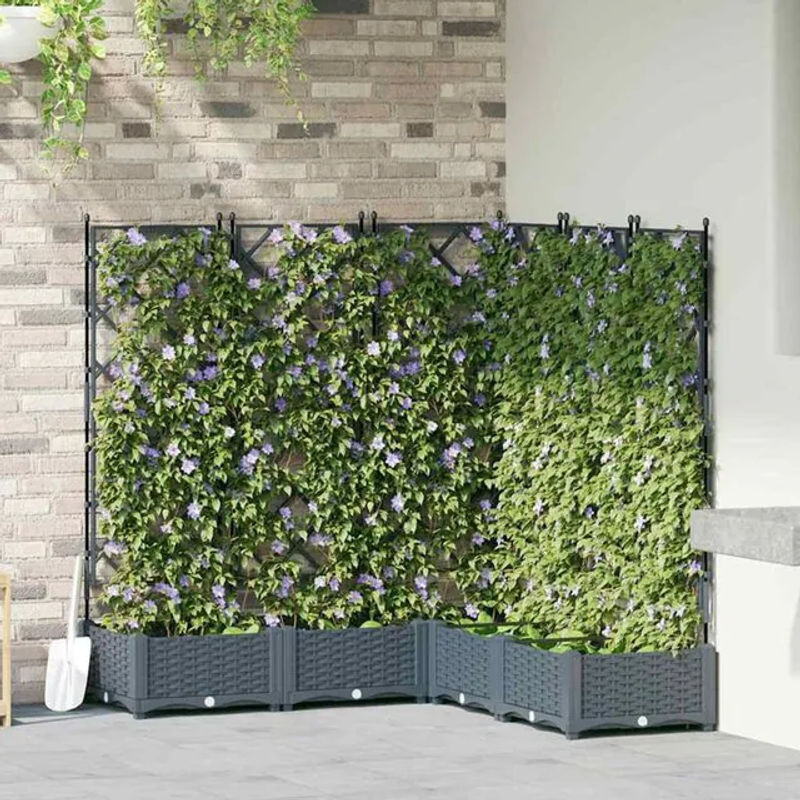 vidaXL Gartenpflanzer Set mit Gitter 5 Stück, Hellgrau, H x B x T: 125,5 x 120 x 120 cm - Bild 1