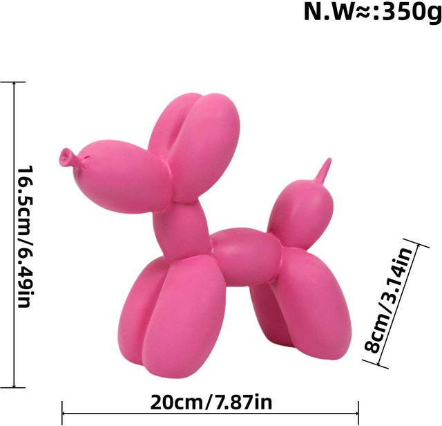 Yiran Furniture Ballonhunde Ornament aus Harz in Pink für Wohnzimmer und Schlafzimmer - Bild 1