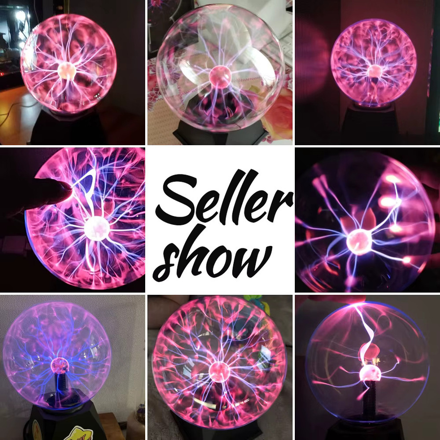 YNL Magische Kristall Plasma Ball Touch Lampe mit LED RGB Atmosphäre Nachtlicht in Schwarz und Transparent - Bild 2